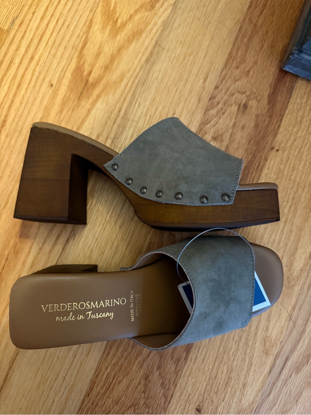 NWT women’s Italian leather block heeled shoes 7.5